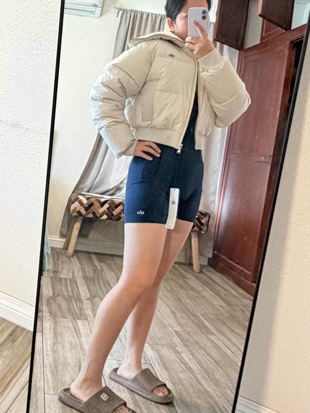 ALO Yoga Cropped Puffer Jacket in Light Beige